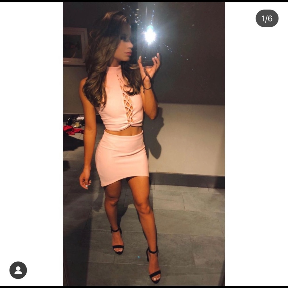 Lucyinthesky two piece set in blush pink
